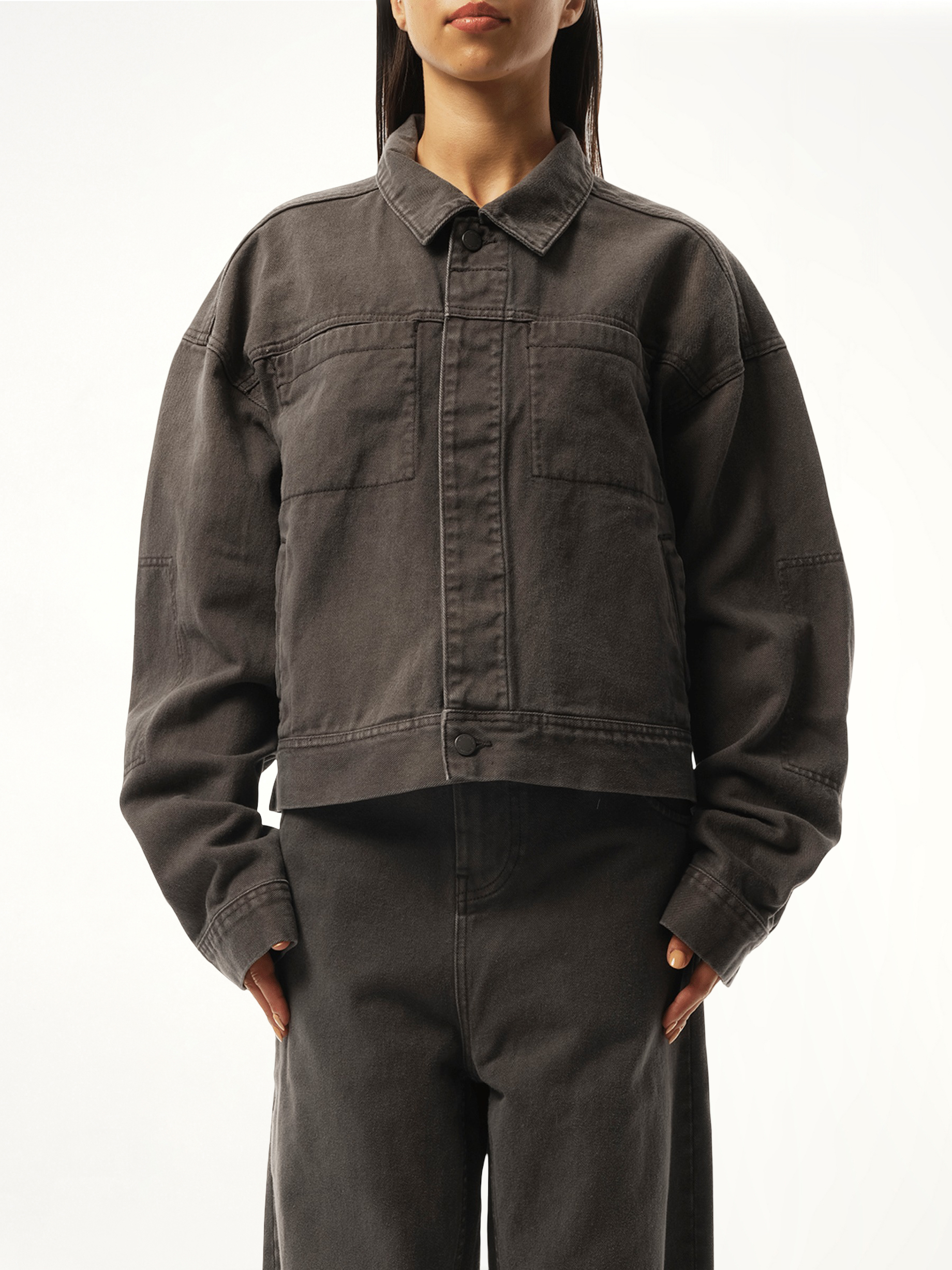 Image of Coats & Jackets. Productname: ENTIRE STUDIOS Gem Denim Jacket in GREY colour by brand - ENTIRE STUDIOS