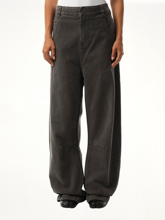 Image of a model wearing Denim. Productname: ENTIRE STUDIOS Gem Jeans in GREY colour by brand - ENTIRE STUDIOS