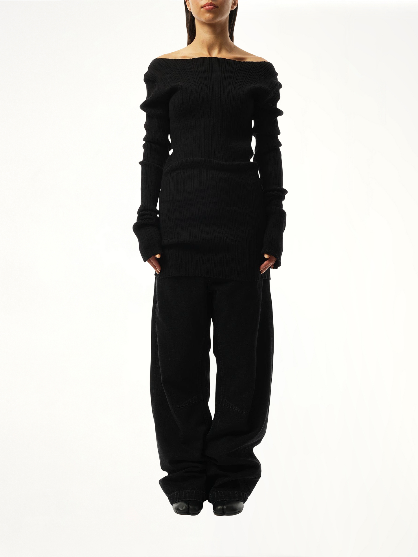 ENTIRE STUDIOS Arches Long Sleeve Knit Sweater (Black)
