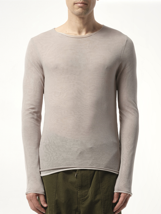 Image of a model wearing Outerwear. Productname: ENTIRE STUDIOS Duplex Knit Sweater in GREY colour by brand - ENTIRE STUDIOS