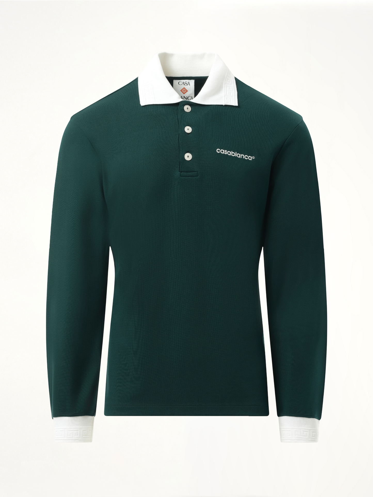 CASABLANCA Long Sleeve Viscose Polo (Green)