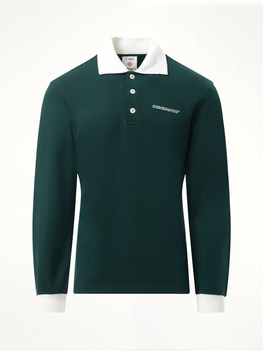 CASABLANCA Long Sleeve Viscose Polo (Green)