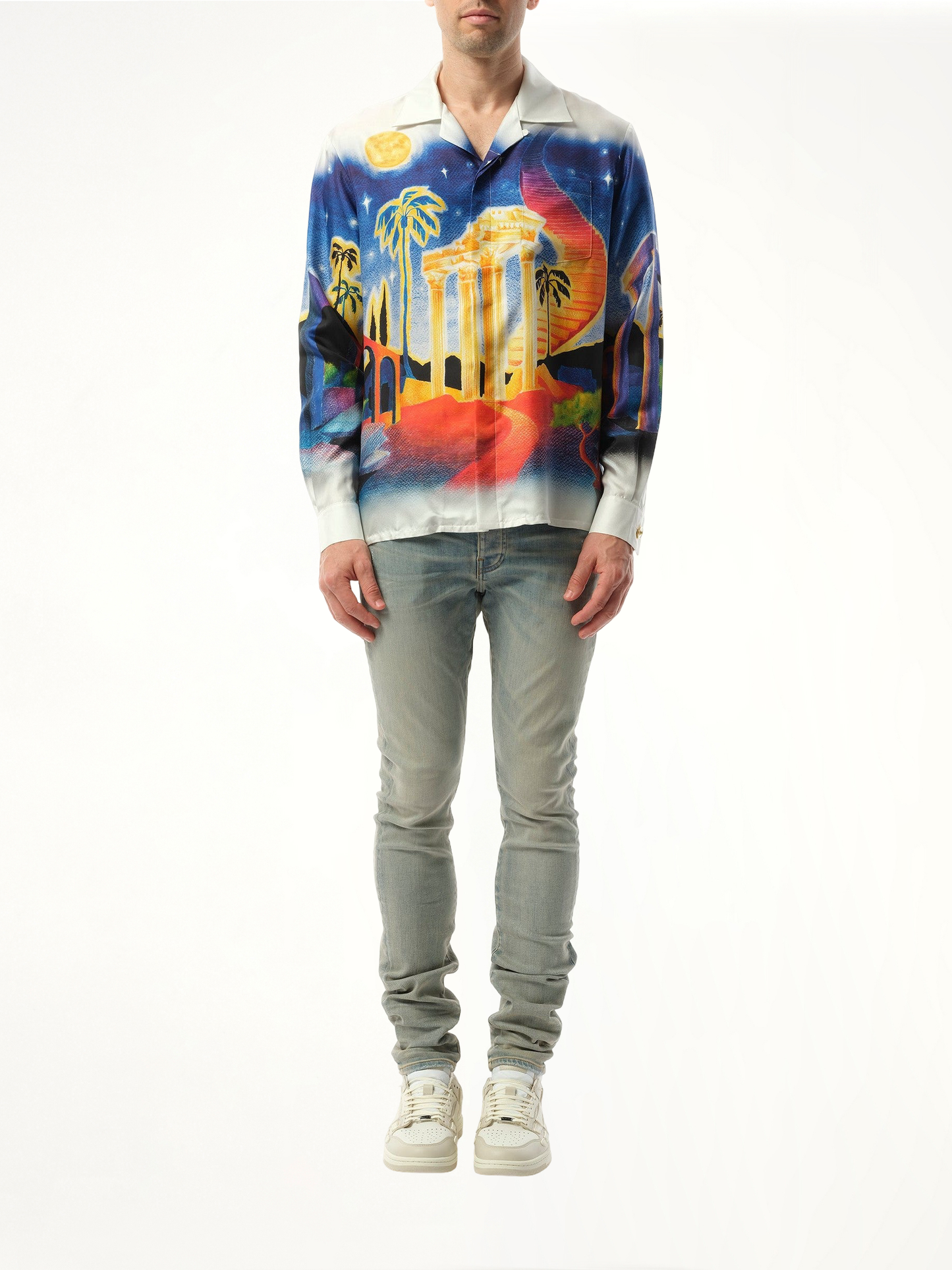 CASABLANCA Long Sleeve Cuban Collar Shirt (Multicolour)