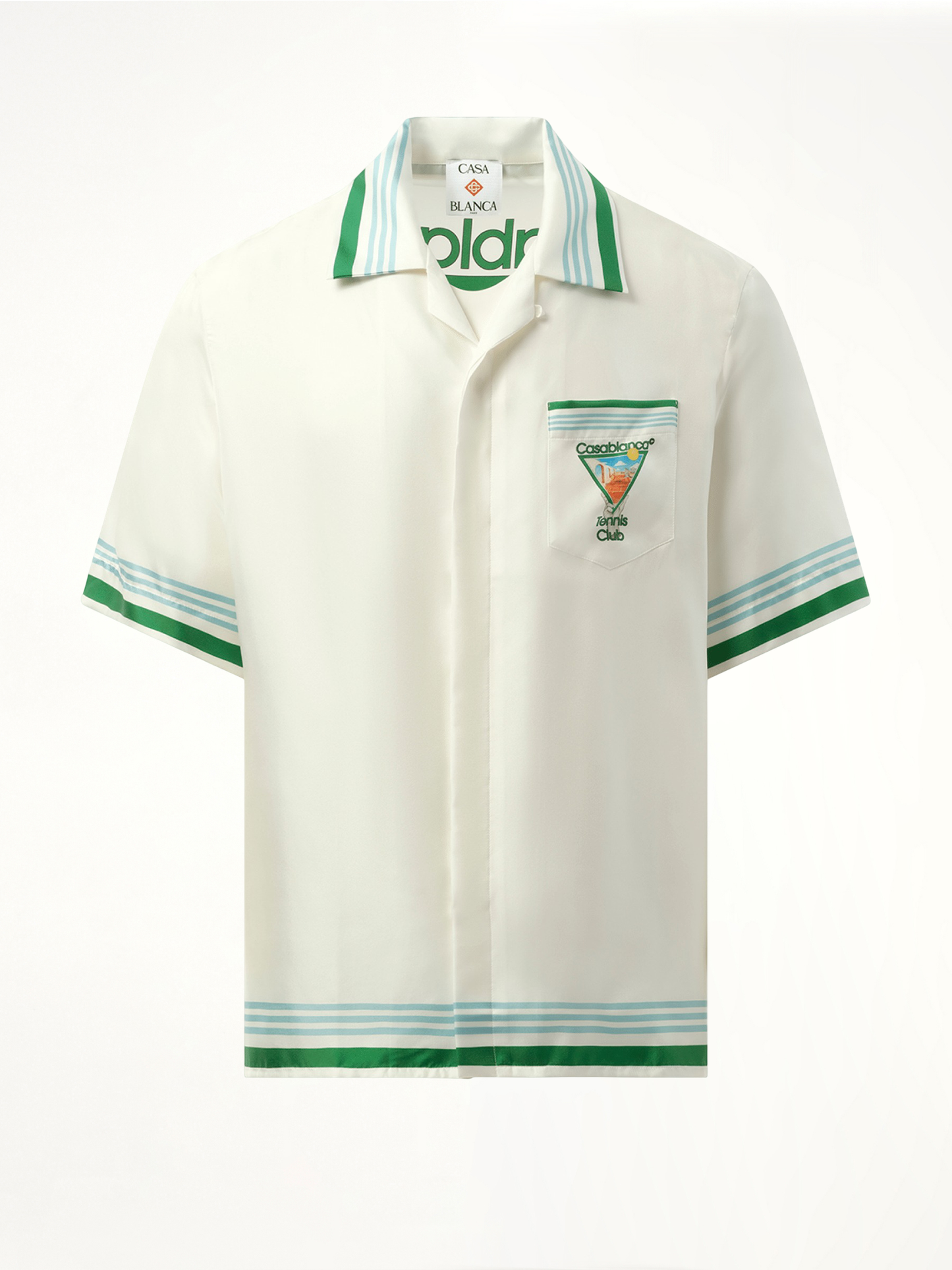 CASABLANCA Metaphysical Tennis Icon Cuban Collar Shirt (White)