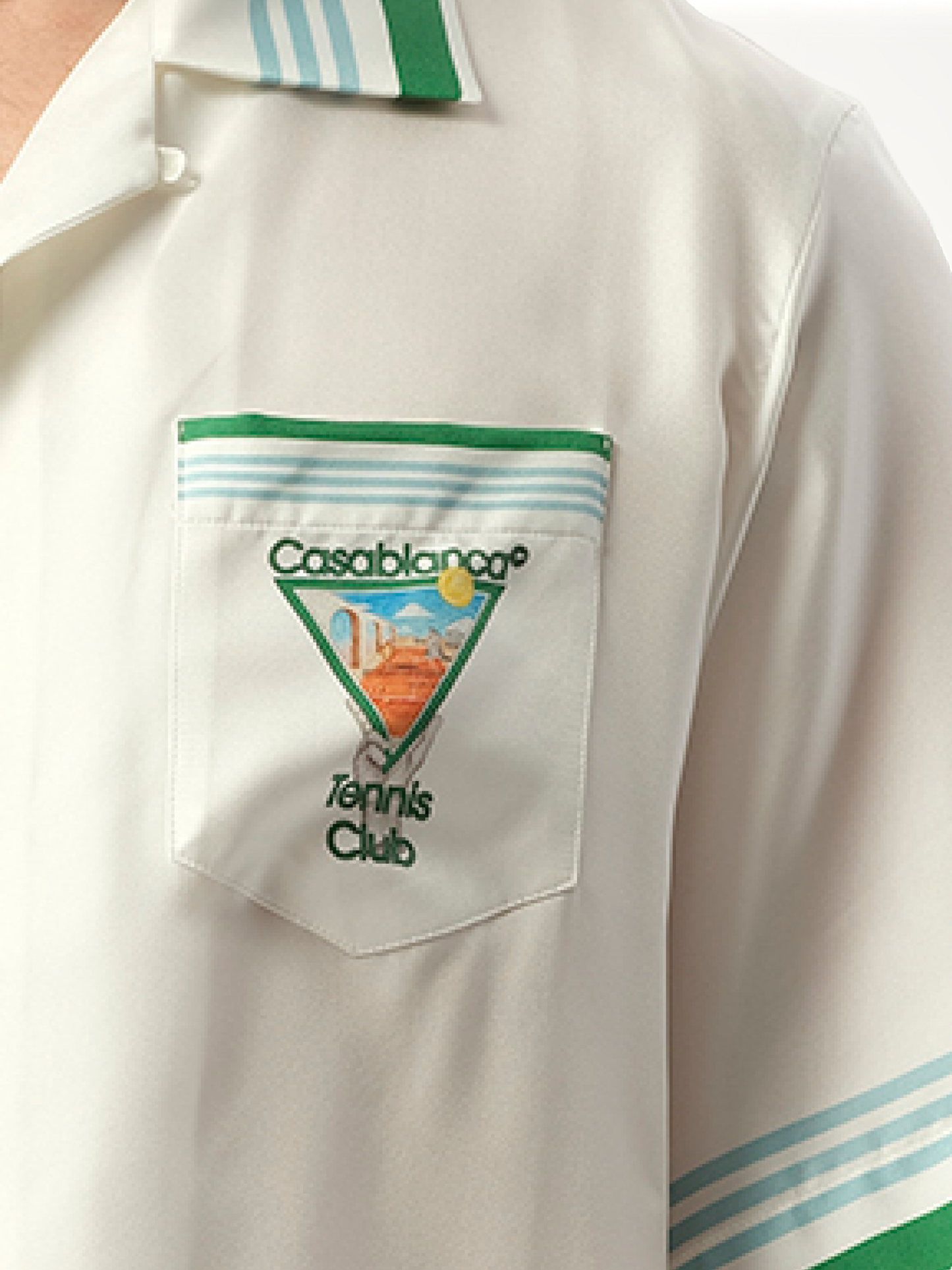 CASABLANCA Metaphysical Tennis Icon Cuban Collar Shirt (White)