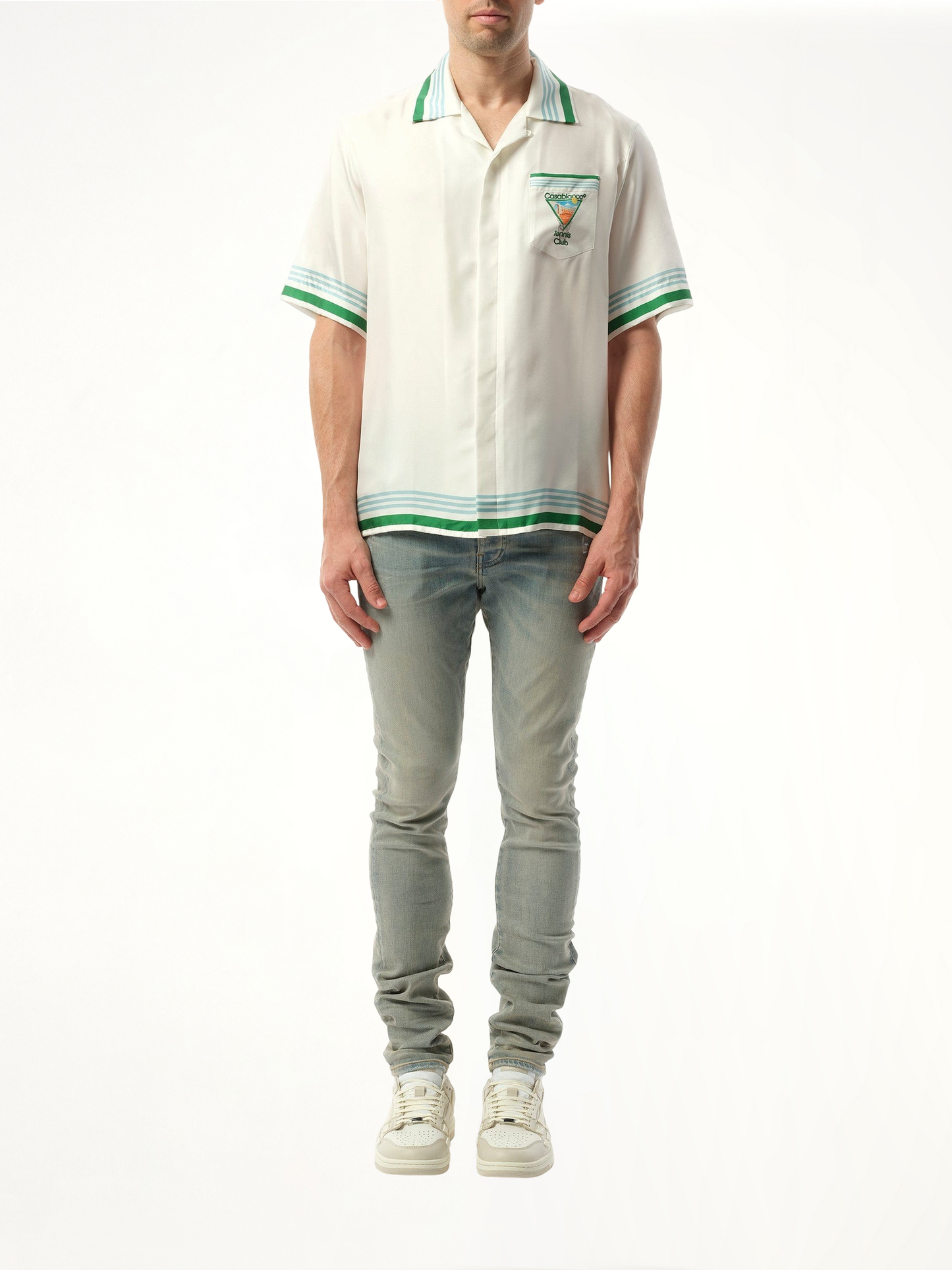 CASABLANCA Metaphysical Tennis Icon Cuban Collar Shirt (White)