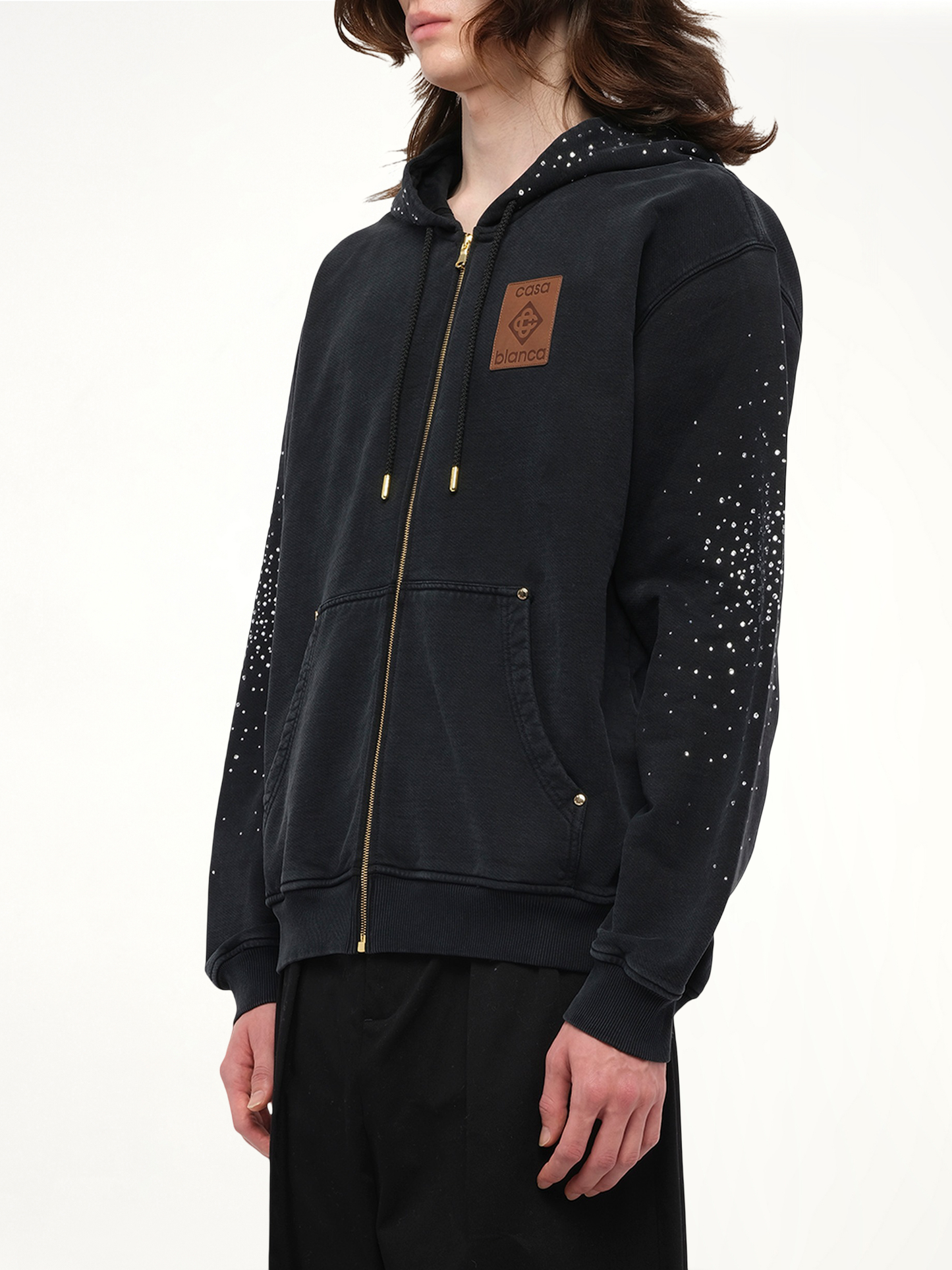 CASABLANCA La Premonition Hotfix Printed Zip Hoodie (Black)