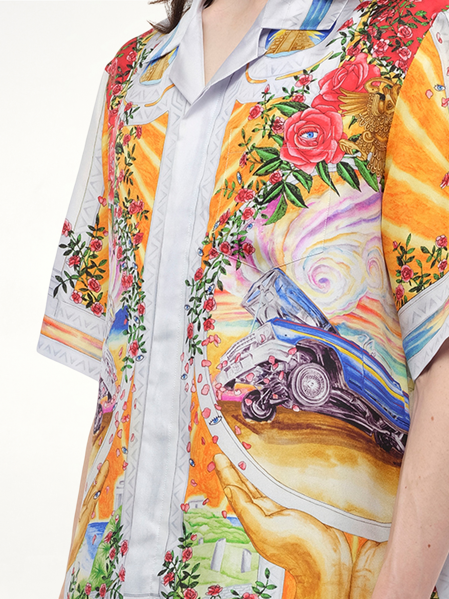CASABLANCA A Tournade De Rose Cuban Collar Shirt (Multicolour)