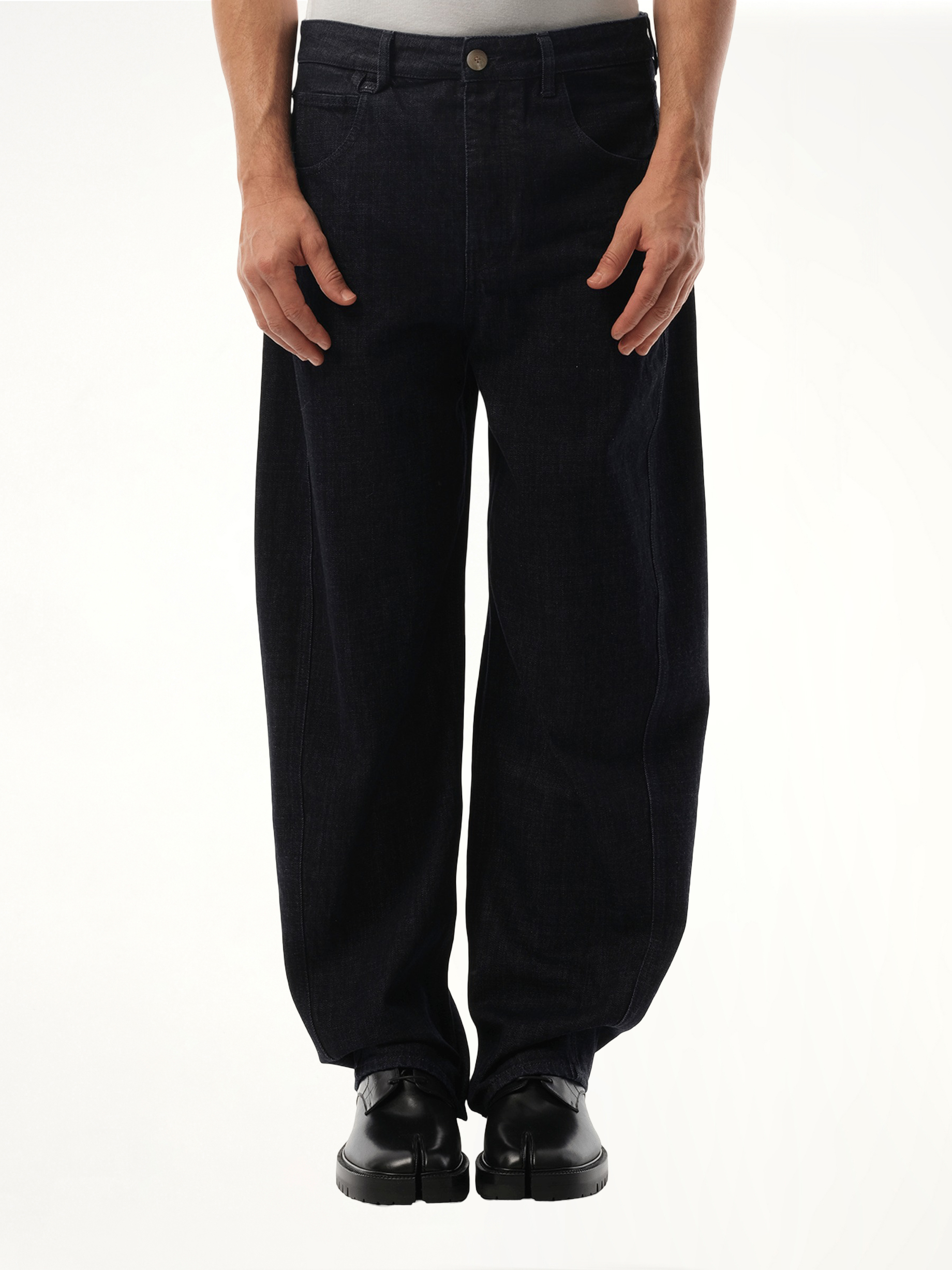 Image of a model wearing Denim. Productname: JACQUEMUS Le Denim Mirada in NAVY colour by brand - JACQUEMUS