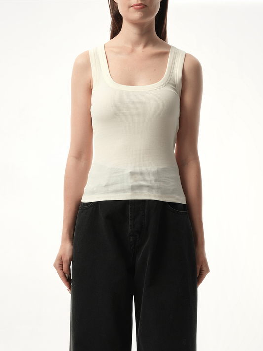 Image of a model wearing Tops. Productname: JACQUEMUS Le Debardeur Gros Grain in WHITE colour by brand - JACQUEMUS