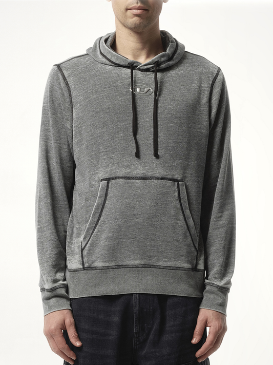 Image of a model wearing Outerwear. Productname: DIESEL S-Ginn Hoodie in Grey colour by brand - DIESEL