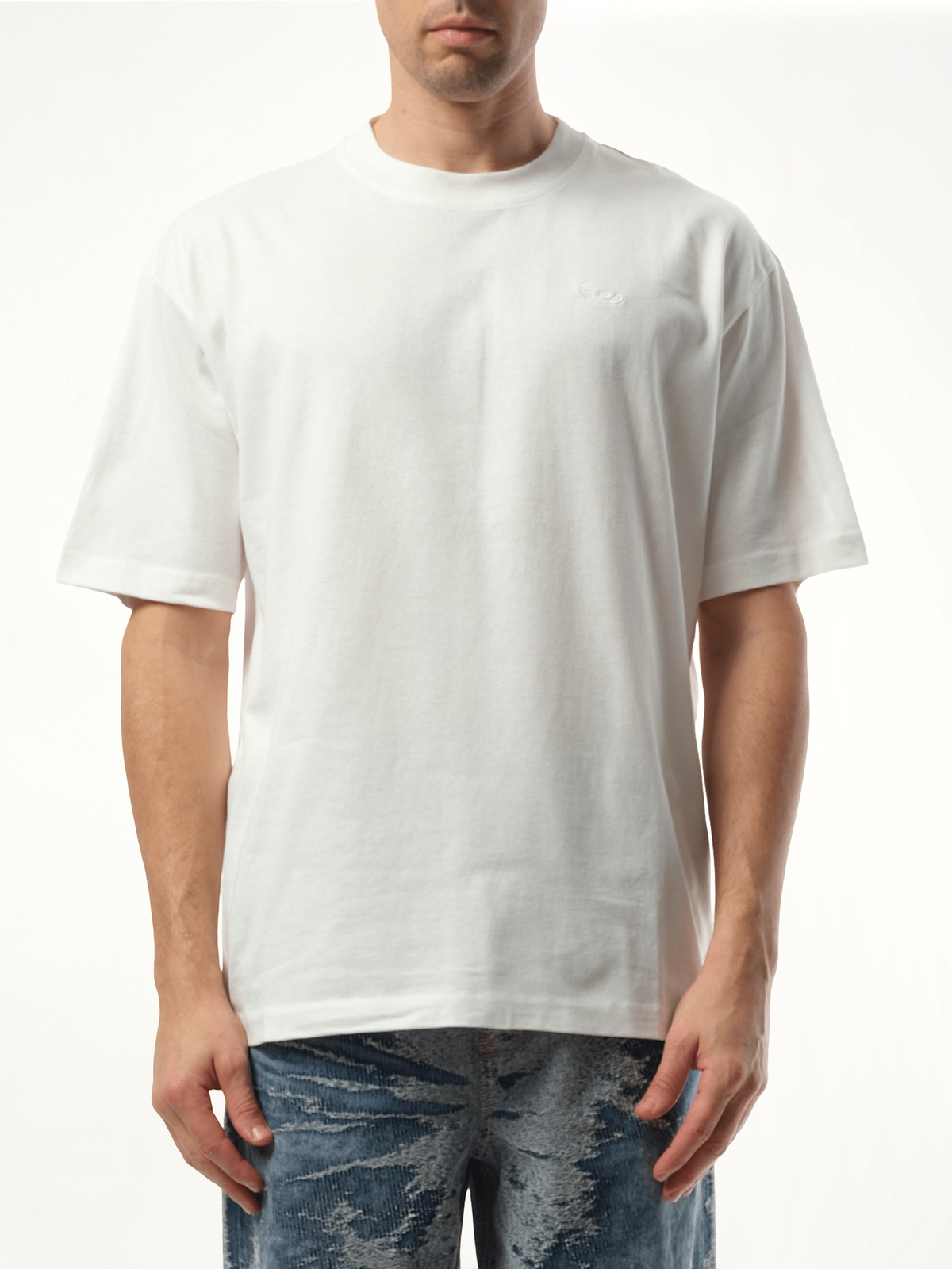 Image of T-Shirts. Product name - T-Boggy Oval D T-Shirt in White colour by brand - DIESEL