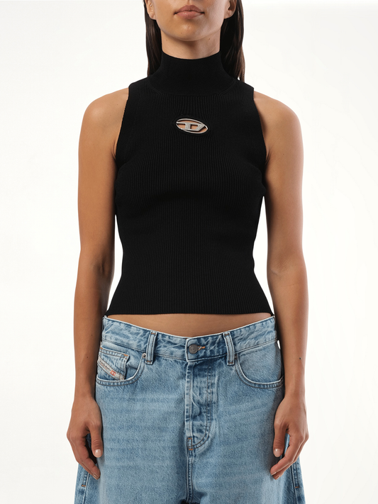 Image of a model wearing Tops. Productname: DIESEL M-Onervax Top in Black colour by brand - DIESEL