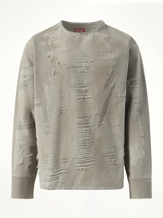 DIESEL Distressed Effect Denim Sweater (Grey)