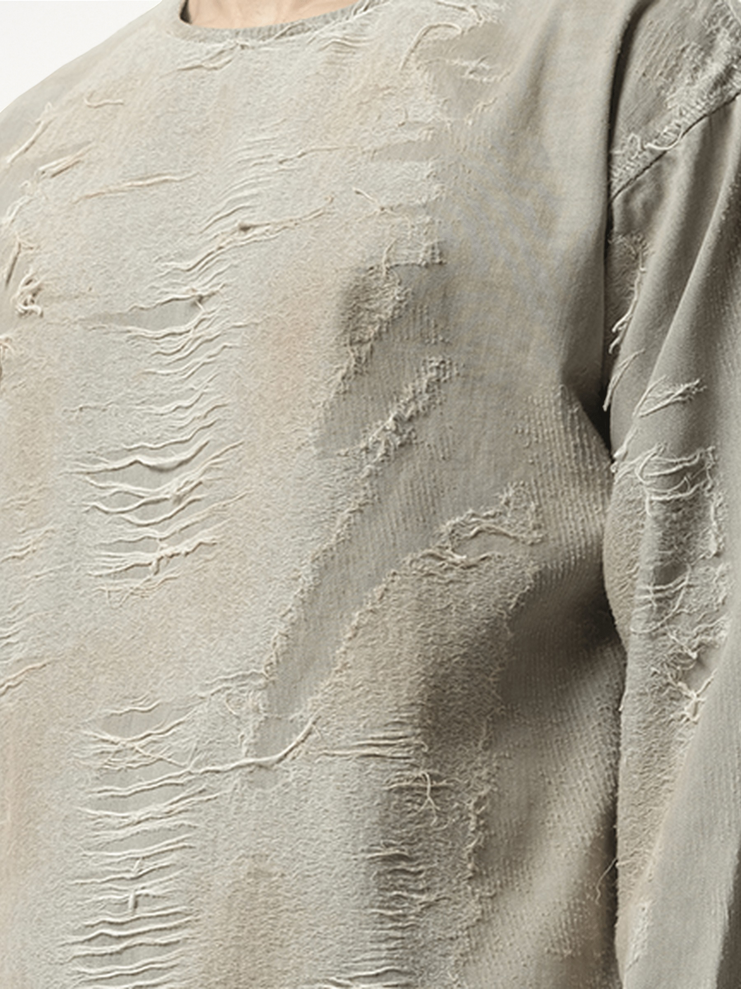 DIESEL Distressed Effect Denim Sweater (Grey)