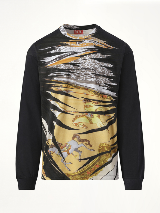 DIESEL Collage Print Long Sleeve T-Shirt (Multicolour)