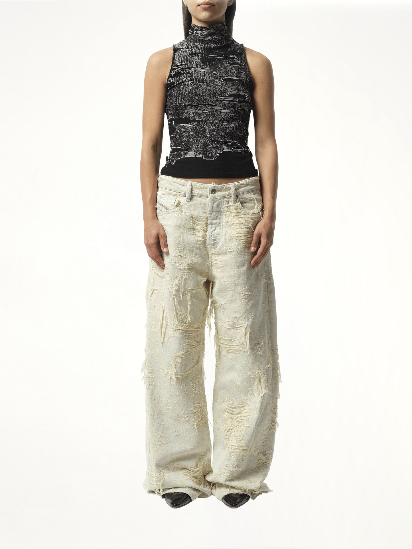 DIESEL Distressed Halterneck Top (Black)