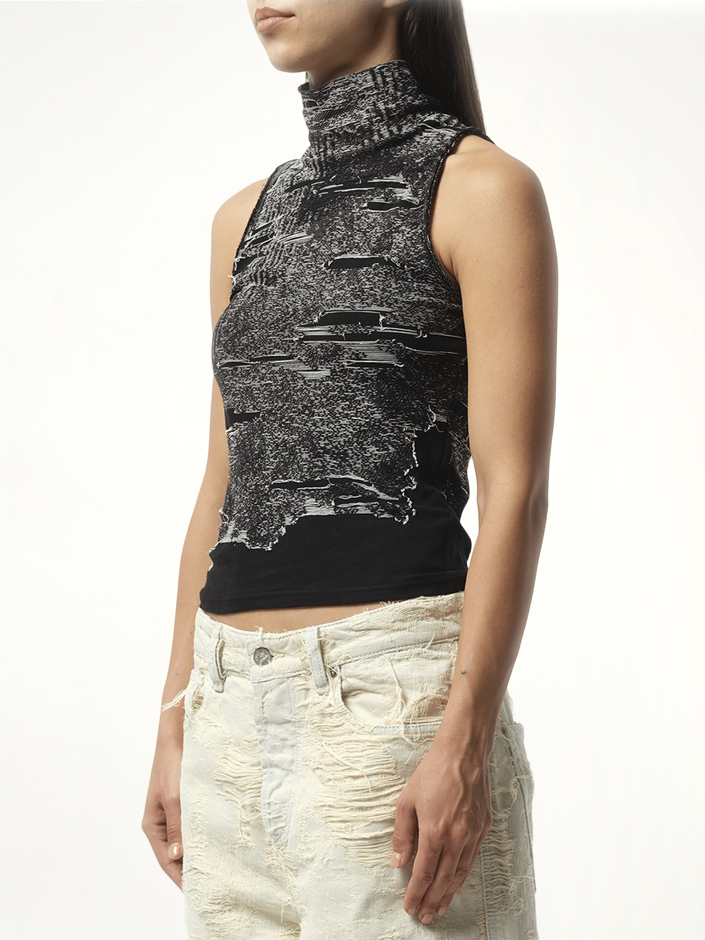 DIESEL Distressed Halterneck Top (Black)