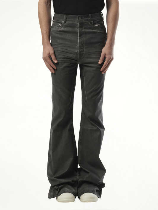 Image of a model wearing Denim. Productname: RICK OWENS DRKSHDW Bolan Bootcut in Brown colour by brand - RICK OWENS DRKSHDW