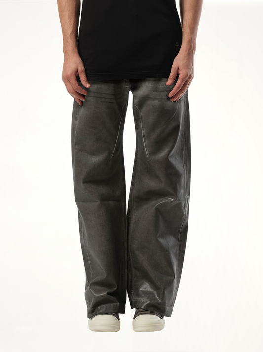Image of a model wearing Denim. Productname: RICK OWENS DRKSHDW Geth Jeans in Brown colour by brand - RICK OWENS DRKSHDW