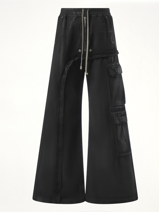 RICK OWENS DRKSHDW Imbalanced Double Cargo Jumbo Pants (Black)