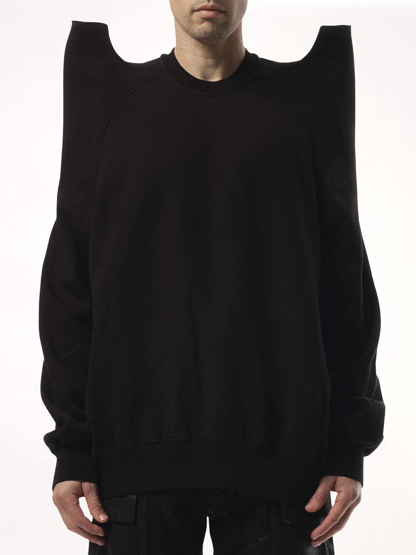 Image of a model wearing Outerwear. Productname: RICK OWENS DRKSHDW Tecsweat in Black colour by brand - RICK OWENS DRKSHDW
