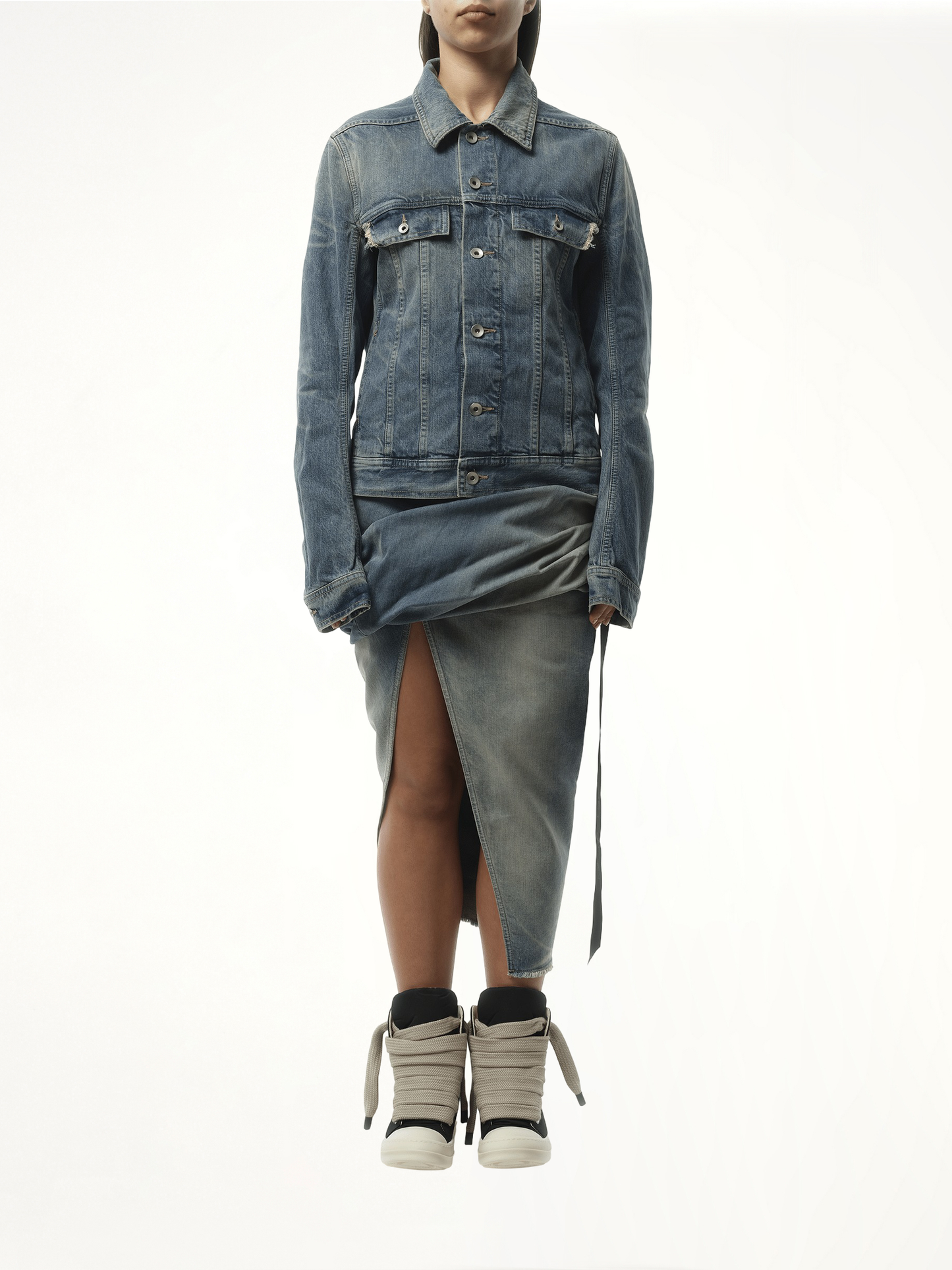 RICK OWENS DRKSHDW Trucker Denim Jacket (Blue)