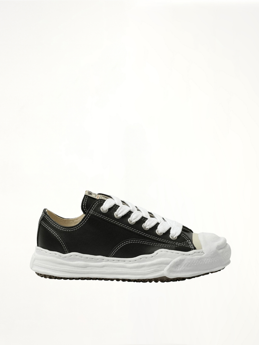 Image of Sneakers. Product name - Hank OG Leather Sneaker in Black colour by brand - MAISON MIHARA YASUHIRO