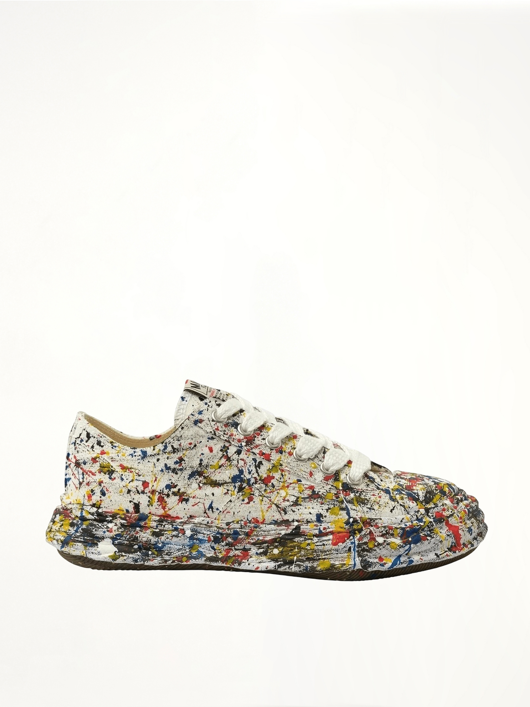 Image of Sneakers. Product name - Peterson 23 OG Paint Splatter Sneaker in White colour by brand - MAISON MIHARA YASUHIRO