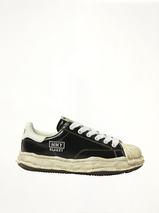 Image of Sneakers. Product name - Blakey OG Wrinkled Leather Sneaker in Black colour by brand - MAISON MIHARA YASUHIRO
