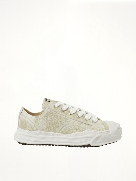 Image of Sneakers. Product name - Hank OG Shrink Leather Sneaker in White colour by brand - MAISON MIHARA YASUHIRO