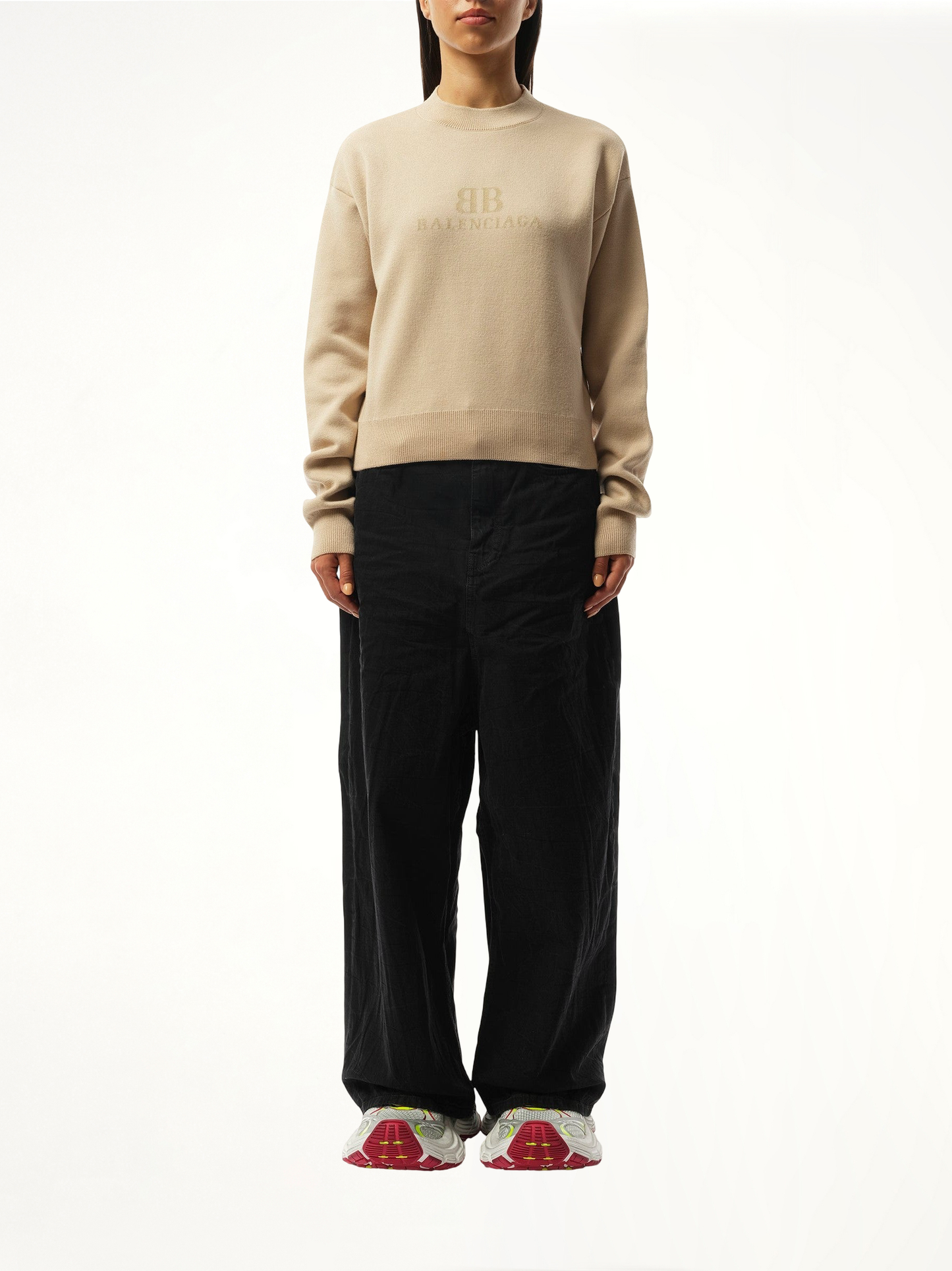 BALENCIAGA Cropped Sweater (Beige)