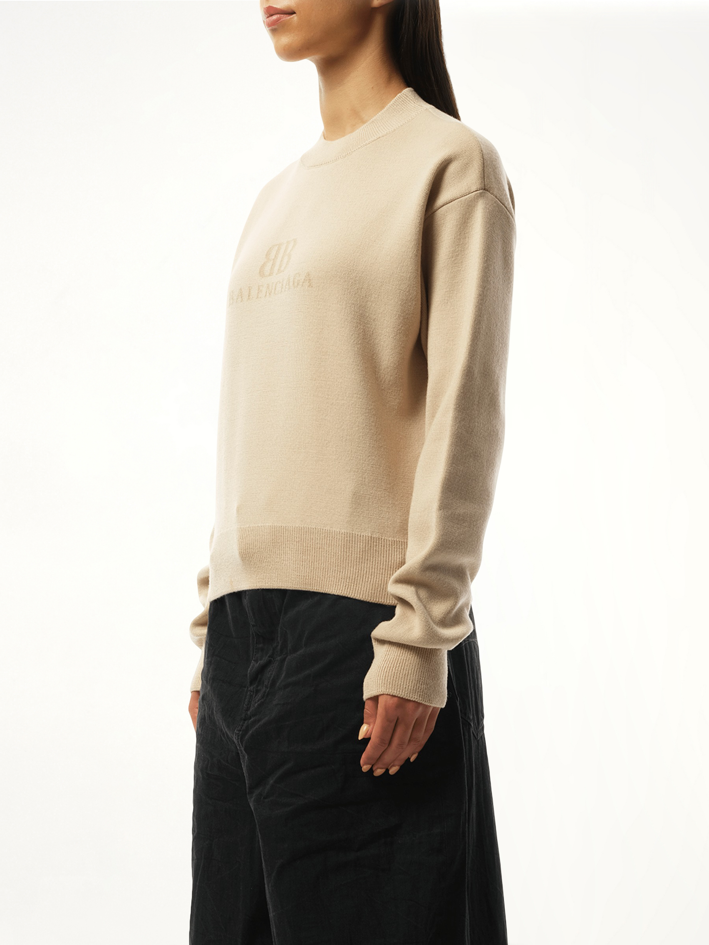 BALENCIAGA Cropped Sweater (Beige)