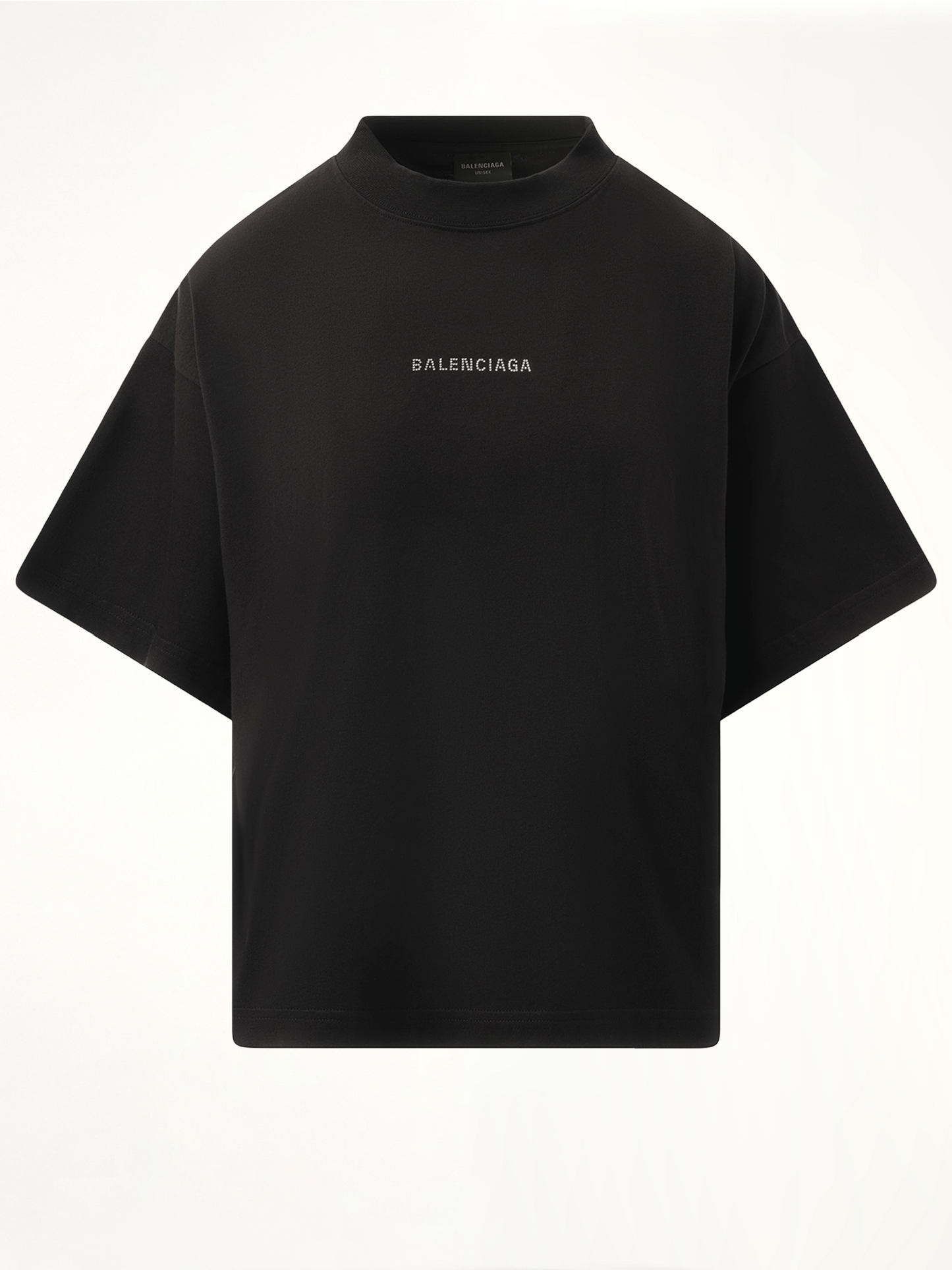 BALENCIAGA Paris Strass Cropped T-Shirt (Black)