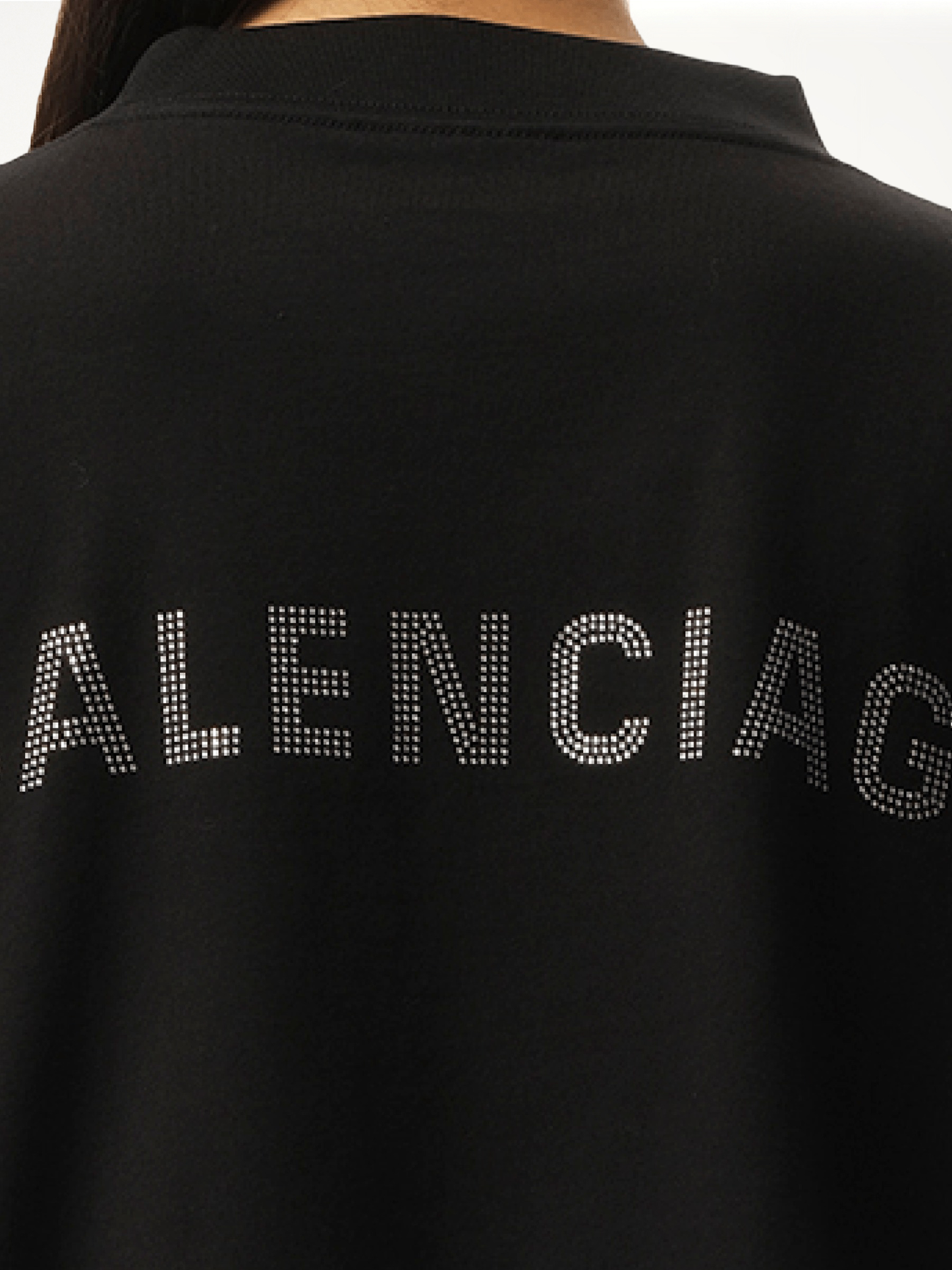 BALENCIAGA Paris Strass Cropped T-Shirt (Black)