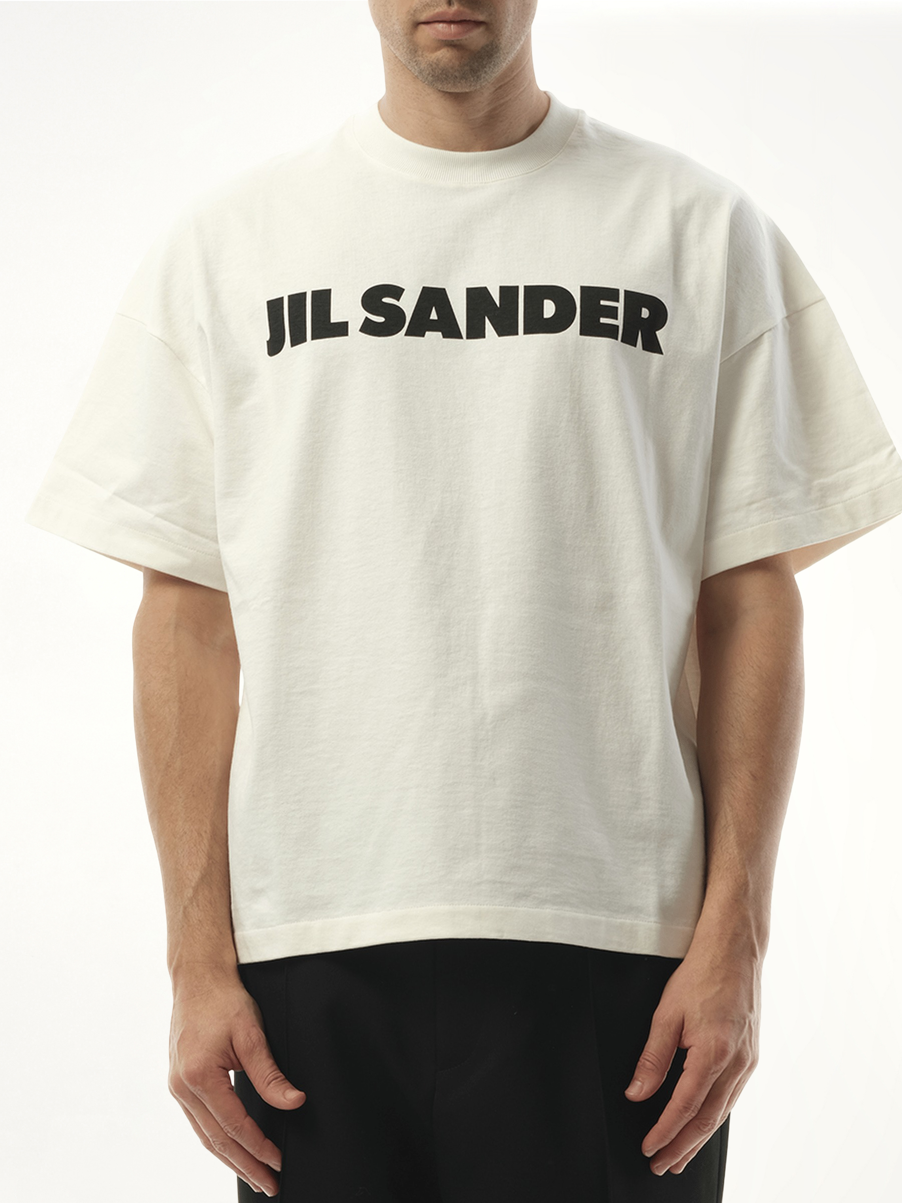 Image of T-Shirts. Product name - Jil Sander Logo T-Shirt in Porcelain colour by brand - JIL SANDER