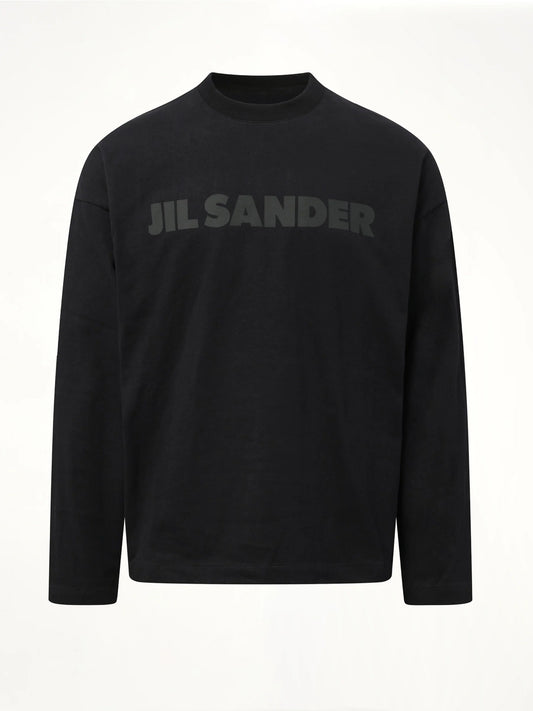Tonal Jil Sander Logo Long Sleeve T-Shirt (Black)