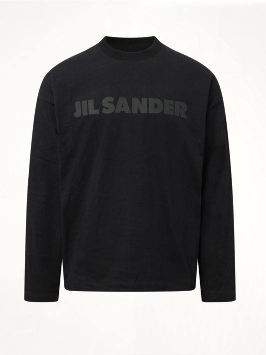 Tonal Jil Sander Logo Long Sleeve T-Shirt (Black)