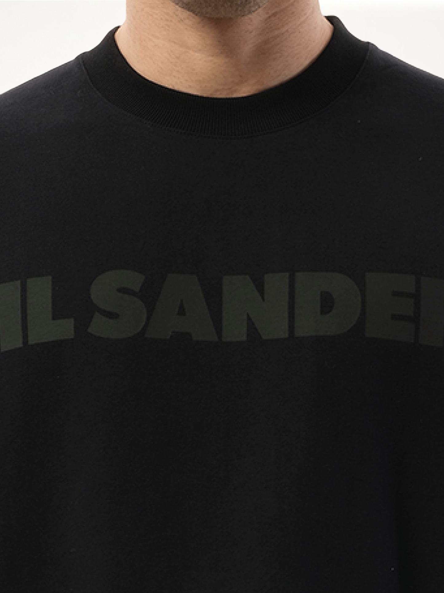 Tonal Jil Sander Logo Long Sleeve T-Shirt (Black)