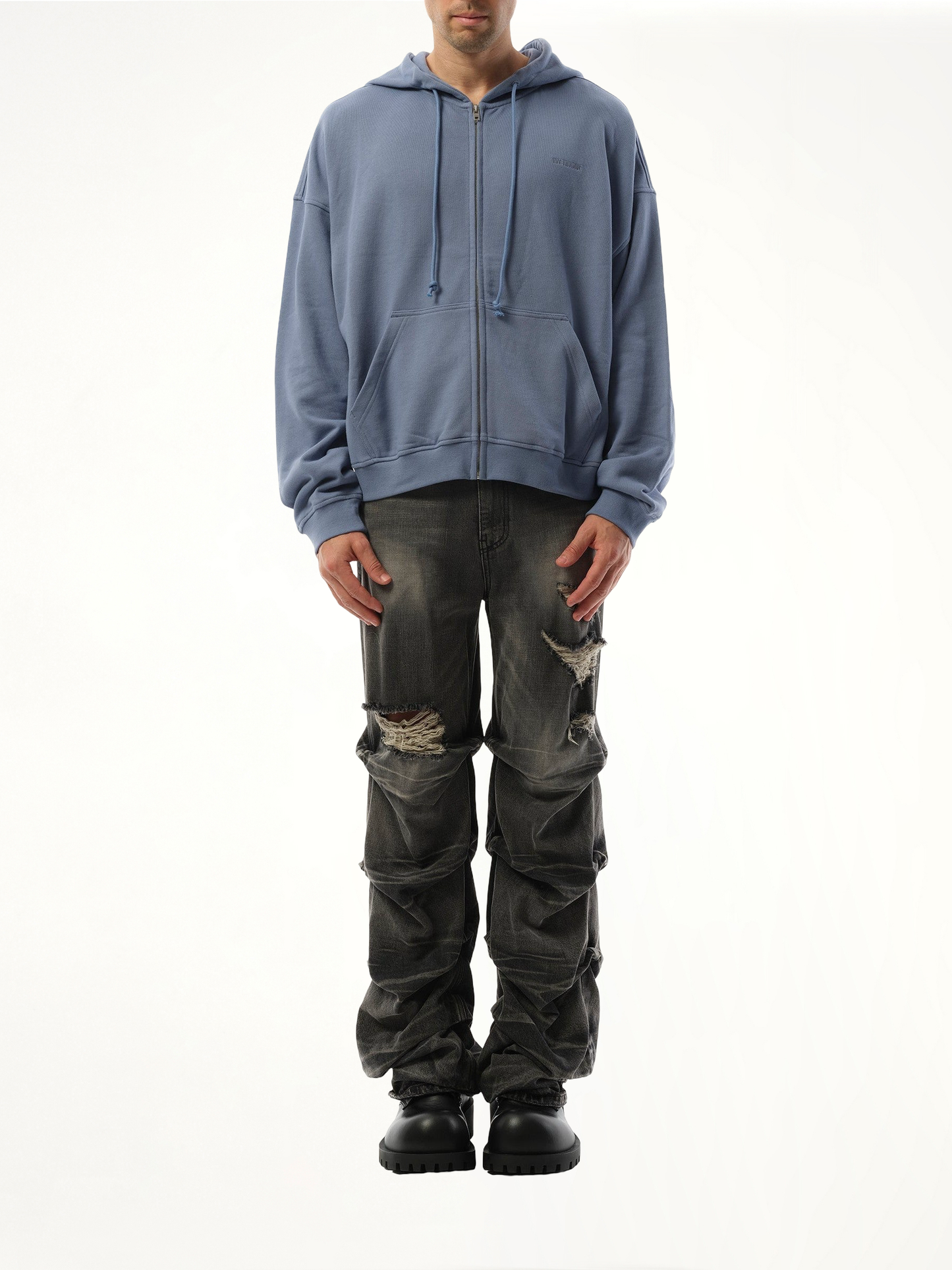 WE11DONE Twin All Around Hoodie Zip-Up (Blue)