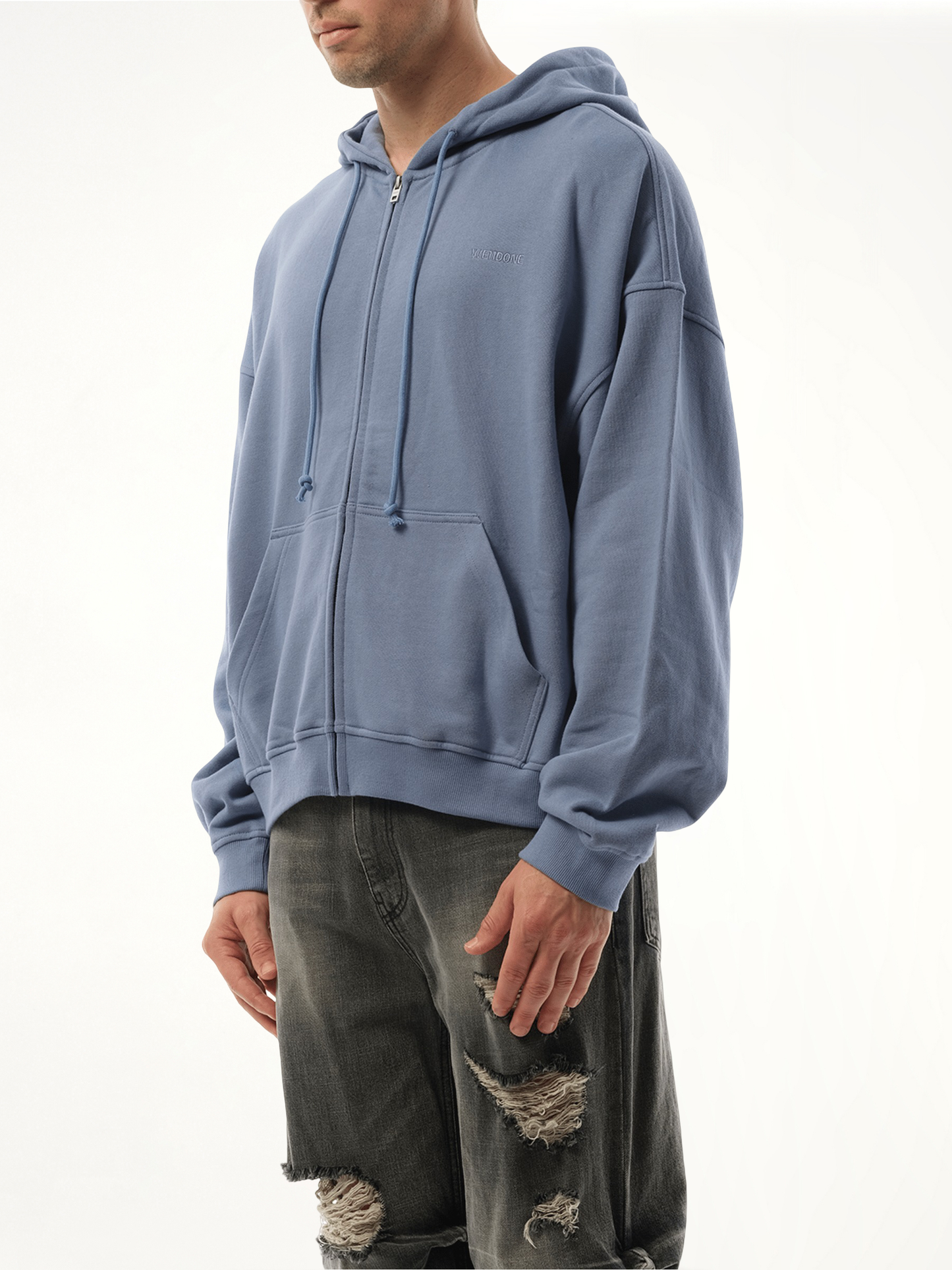 WE11DONE Twin All Around Hoodie Zip-Up (Blue)