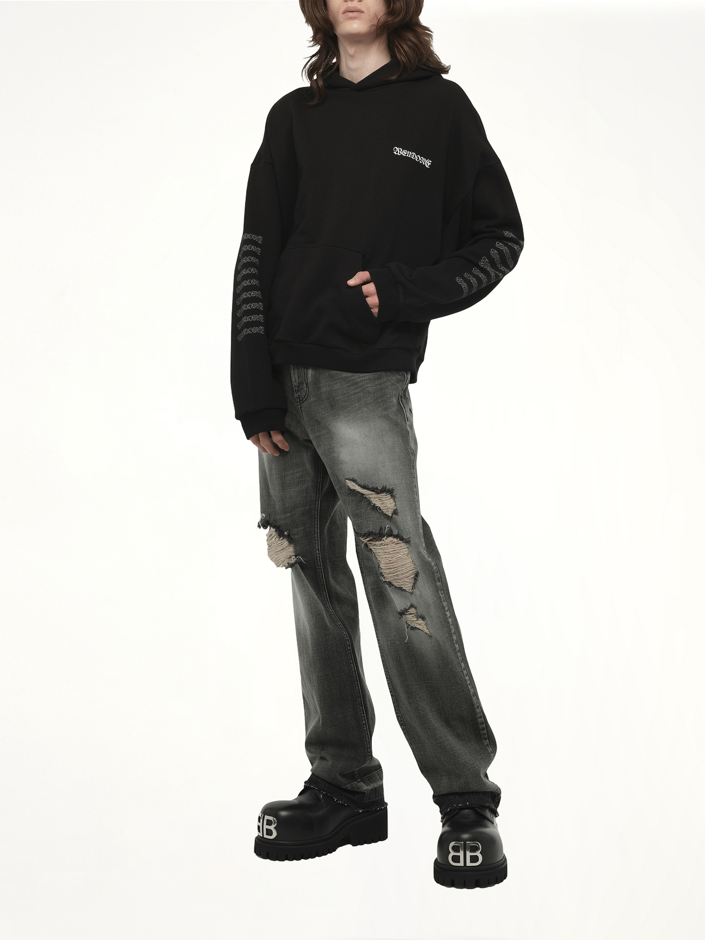 WE11DONE Punk Teddy Hoodie (Black)