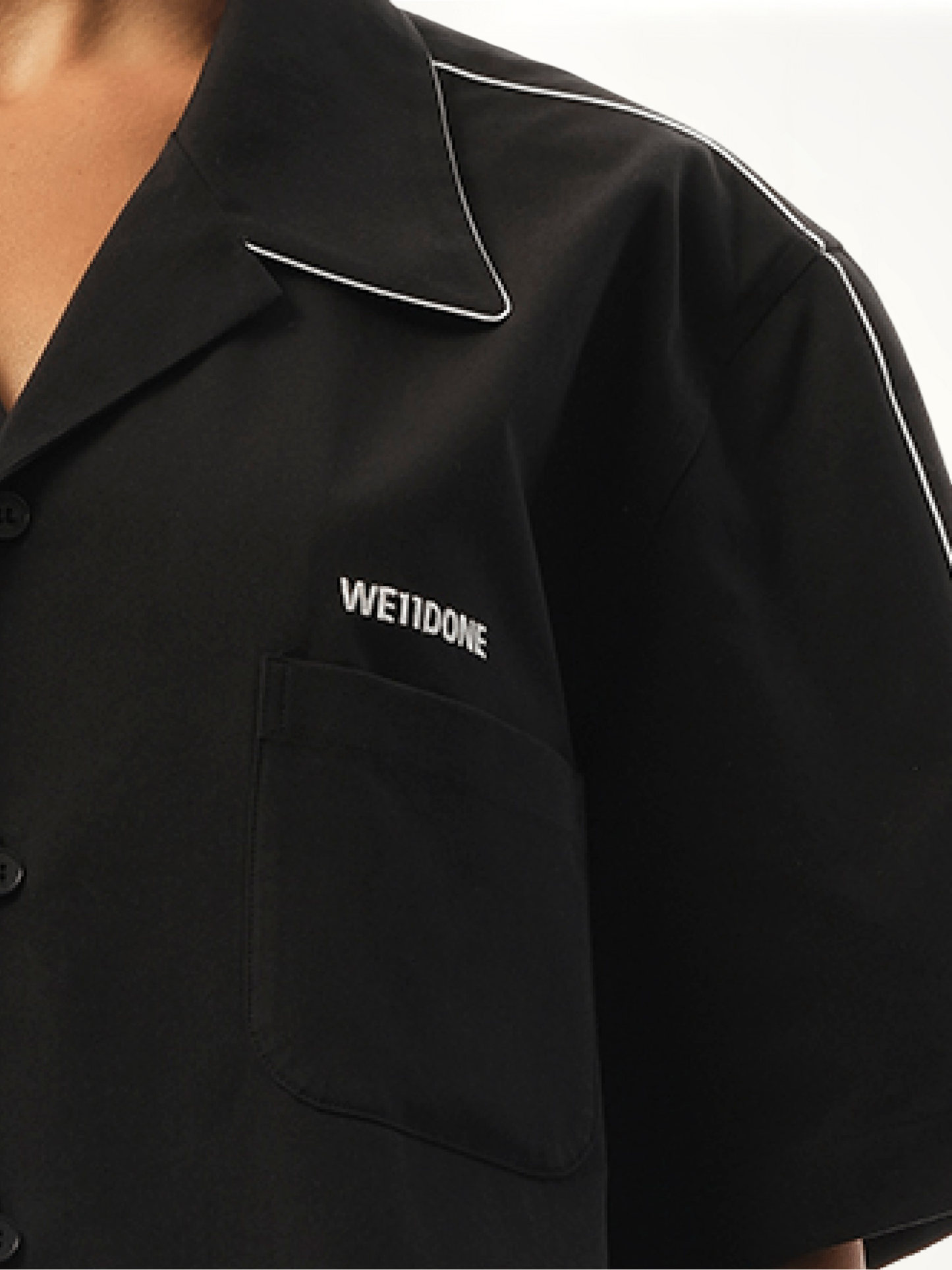 WE11DONE Short-Sleeved Convertible Shirt (Black)