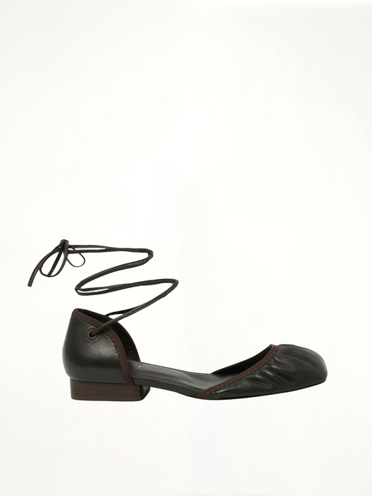 Image of Shoes. Productname: LEMAIRE Micro Ballerina Flat in Brown colour by brand - LEMAIRE
