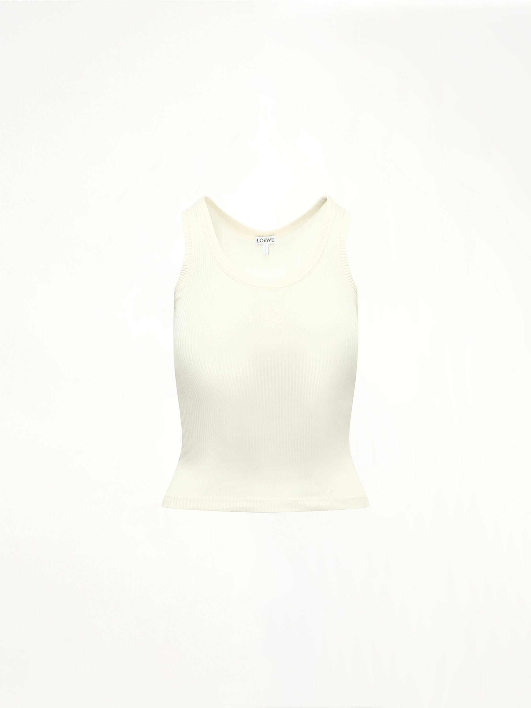 Image of a model wearing Tops. Productname: LOEWE Anagram Tank Top in WHITE colour by brand - LOEWE
