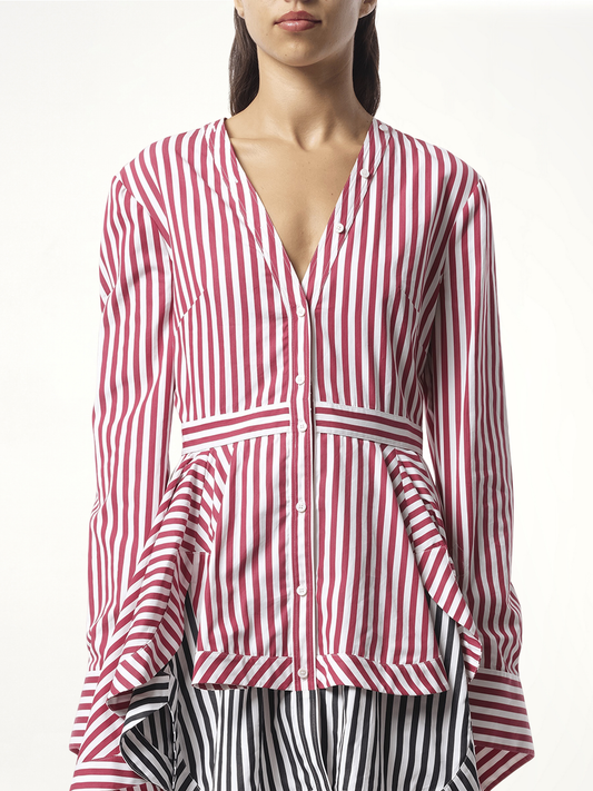 Image of Dresses. Productname: ALEXANDER MCQUEEN Stripe Shirt Dress in BURGUNDY colour by brand - ALEXANDER MCQUEEN