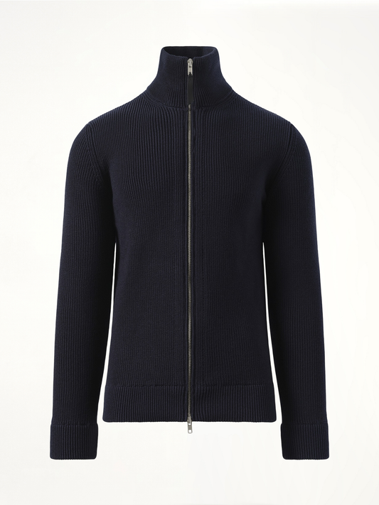 MAISON MARGIELA English Rib Zip Cardigan (Navy)