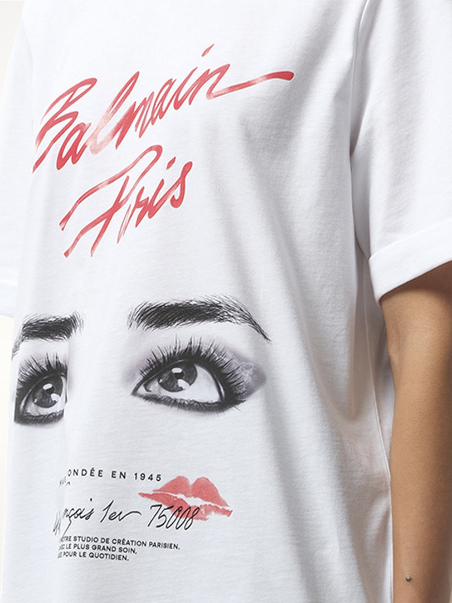 BALMAIN Balmain Paris Eyes Print T-Shirt (White)