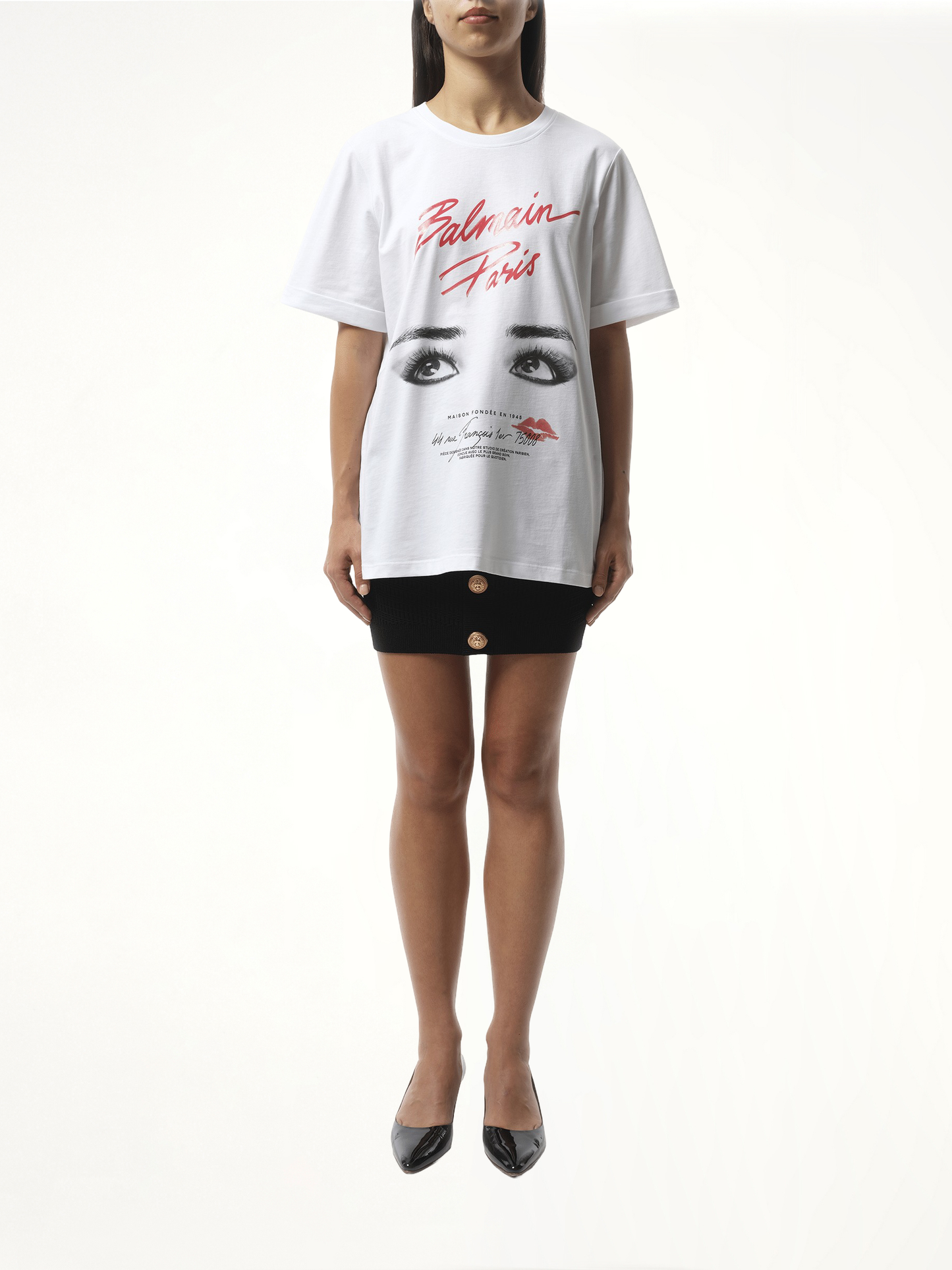 BALMAIN Balmain Paris Eyes Print T-Shirt (White)