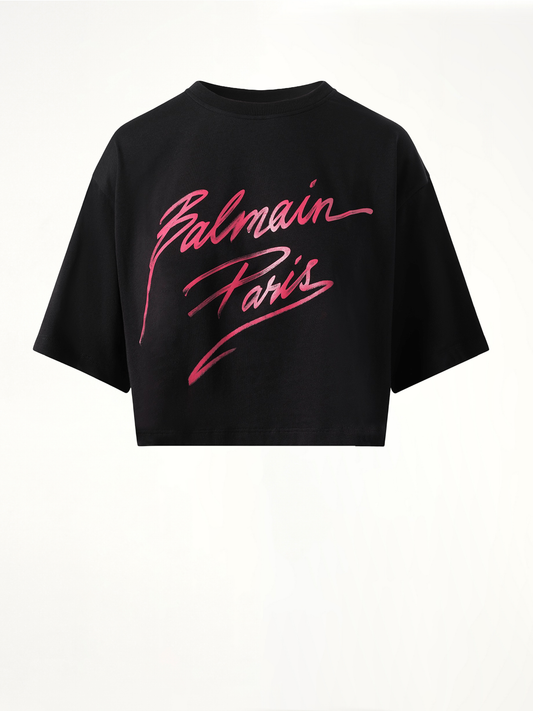 BALMAIN Balmain Baseball Cropped T-Shirt (Pink)
